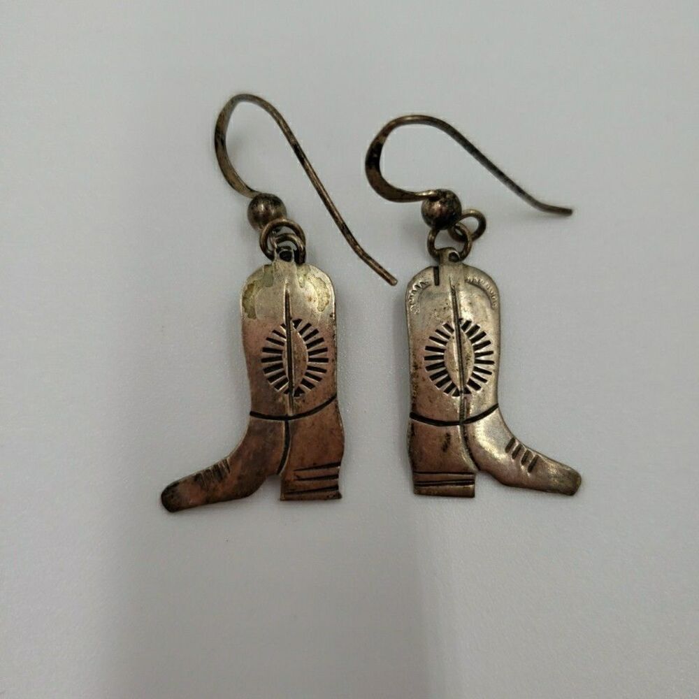 Sterling Silver Country Western Earrings Cowgirl Cowboy Boots Southwestern RB